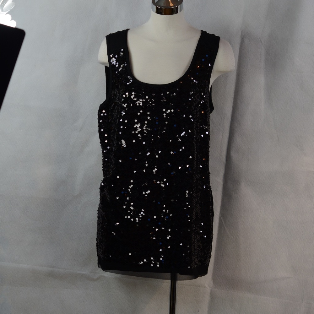 Elie Tahari Black sequin Shell SZ M
